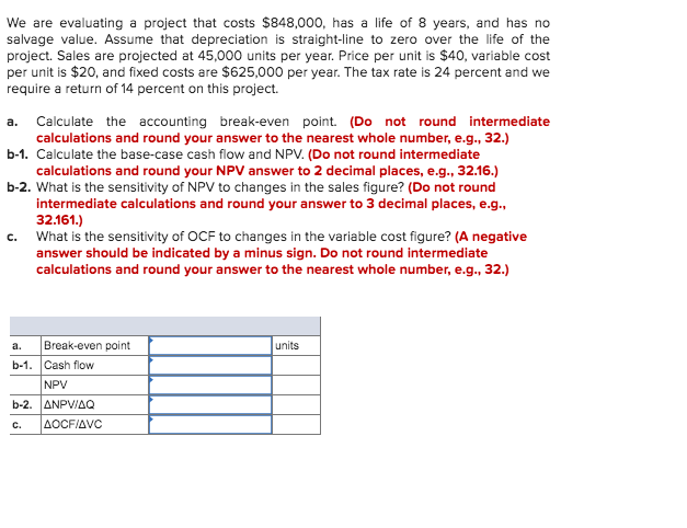 We are evaluating a project that costs $848,000, has a life