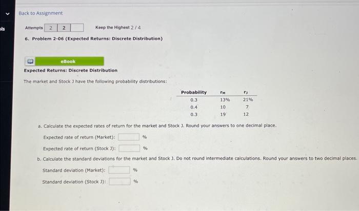  6. Problem 2-06 (Expected Returns: Discrete Distribution) Expected Returns: Discrete Distribution