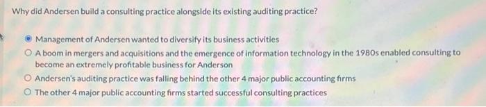 Why did Andersen build a consulting practice alongside its existing auditing