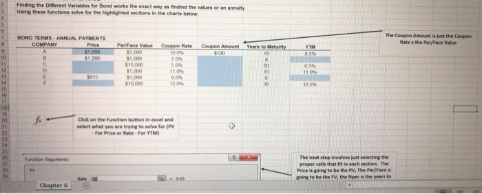  2 Finding the Different Variables for Bond works the exact ways