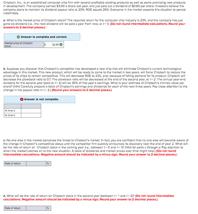  Chiptech, Inc., is an established computer chip firm with several profitable