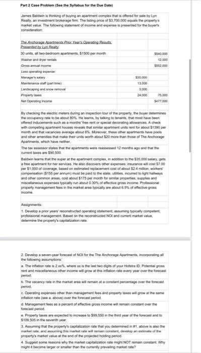  Part 2 Case Problem (See the Syllabus for the Due Date)