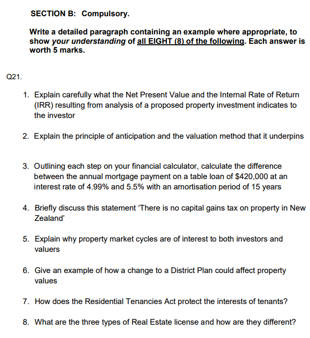  SECTION B: Compulsory Write a detailed paragraph containing an example where