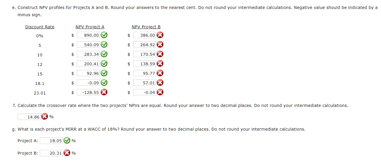 Project NPV Calculations: 12 NPVA 13 14 NPVB 15 16 Project IRR