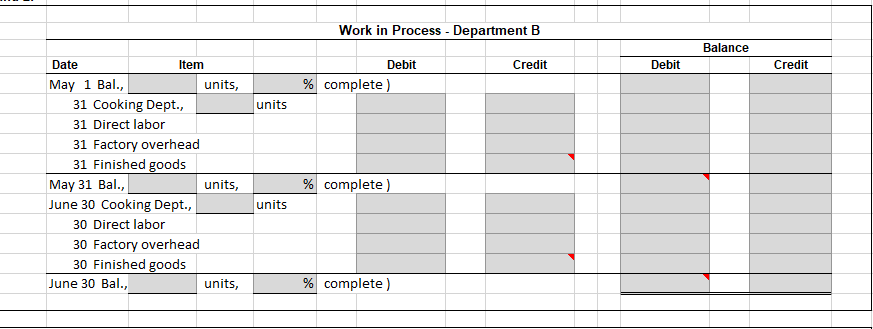charged to Work in Process--Department B during May for Star Company are