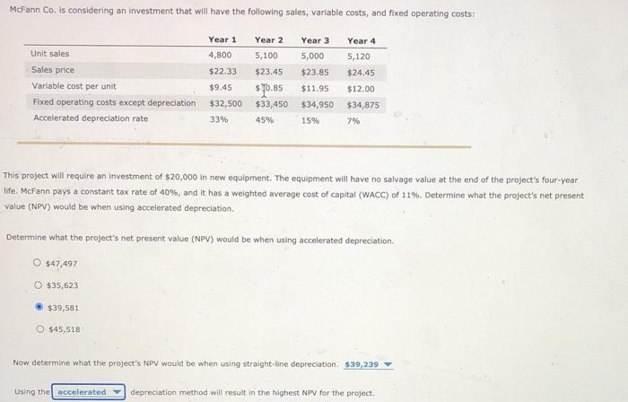  finance situational, thumbs up for correct answer McFann Co. is considering