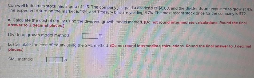 priced. Based on the CAPM, what is the expected return on the