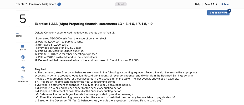  Chapter 1 Homework Assignment Saved Help Save & Exit Submit Check