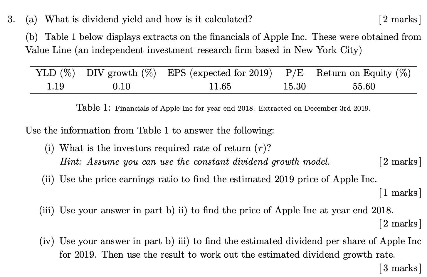  3. (a) What is dividend yield and how is it calculated?