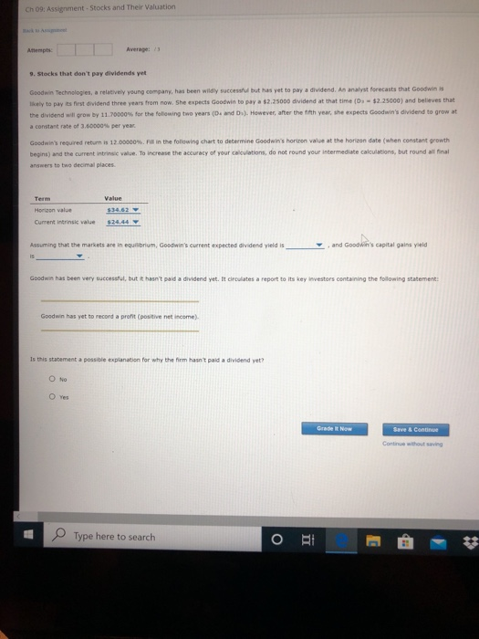 Ch 09: Assignment - Stocks and Their Valuation . Stacks that