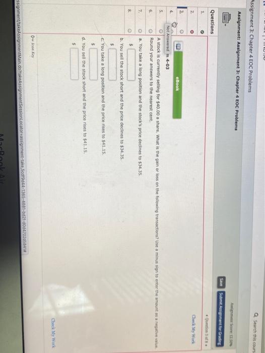  IL DIAP Q Search this cours Assignment 3: Chapter 4 EOC