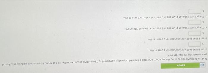  elook Find the following values using the equations and then a