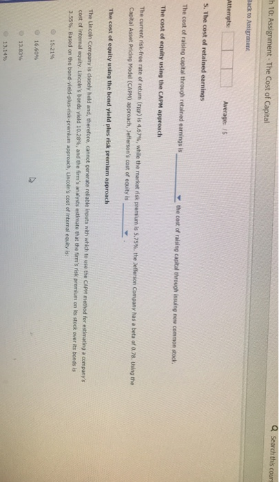 capital through retained earnings in the weighted average cost of capital (wACC)