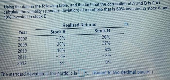  Using the data in the following table, and the fact that