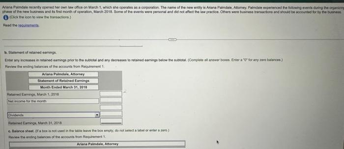 view the transactiens.) Poad the rematements Requirement 2. Prepare the francial staiements;