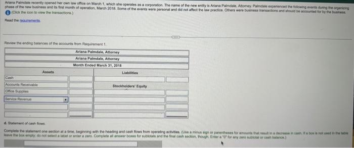 Review the ending bularens of the acoounts trem Reguremeih 1 8. (Click