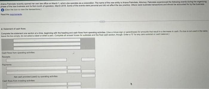 the icen bo view the traessactions.) Read the tequirements. b. Stalement of