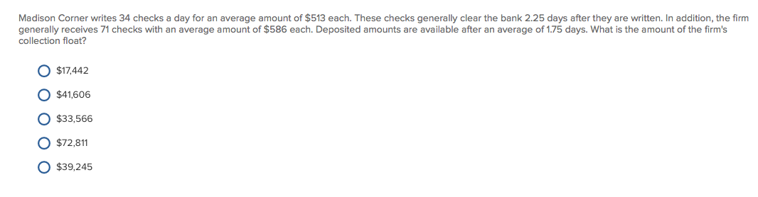 Madison Corner writes 34 checks a day for an average amount