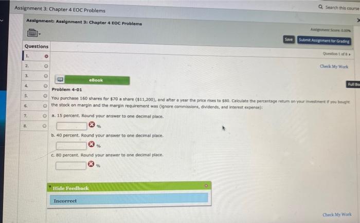 m Q Search this course Assignment 3: Chapter 4 EOC Problems Assignments