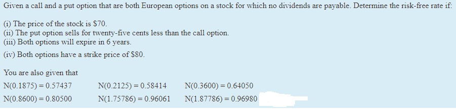 Given a call and a put option that are both European