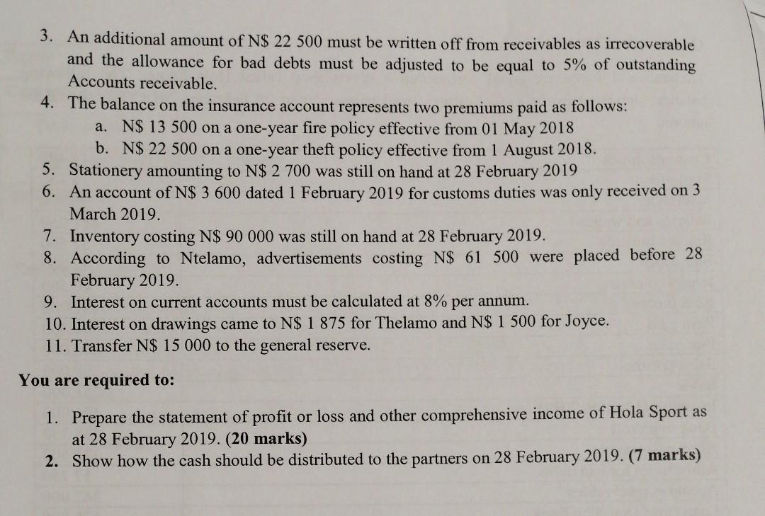 a sports shop called Hola Sports. The following balances appeared in the