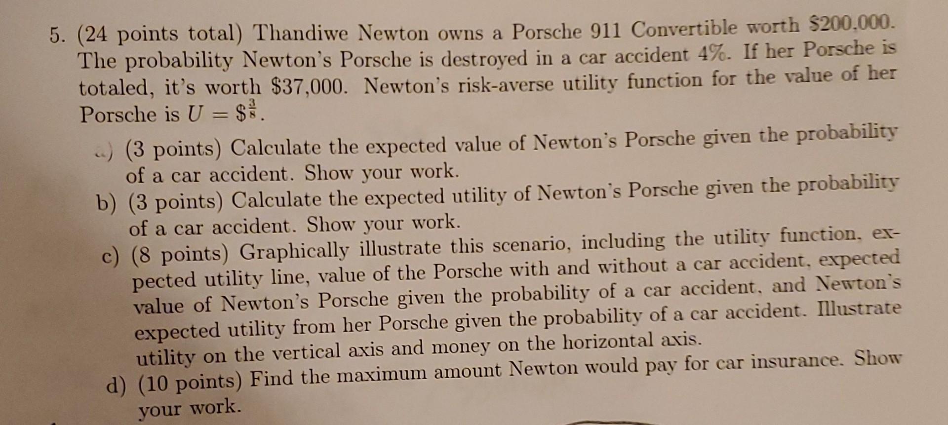  Solve for EV and EU using the info given, then illustrate