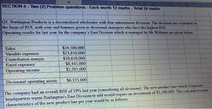  D SECTION 4 - Two (2) Problem questions - Each worth