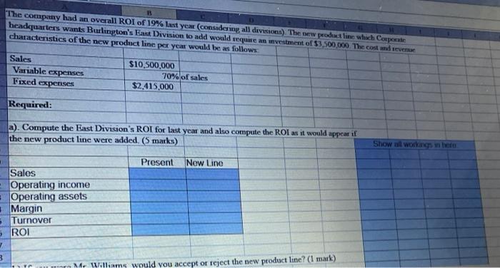 12 marks - Total 24 marks Q1. Burlington Products is a decentralized