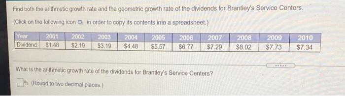  asking for arithmetic growth rate and geometric. when i solve for