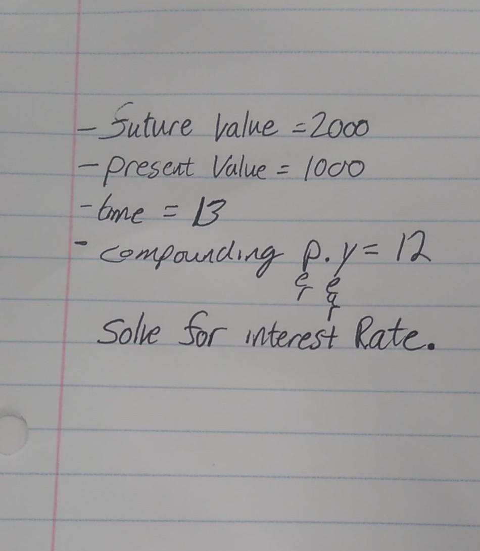  - Suture value = 2000 - present Value = 1000 -time