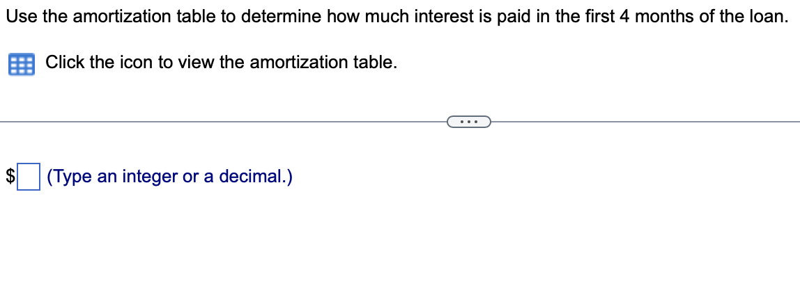  Use the amortization table to determine how much interest is paid