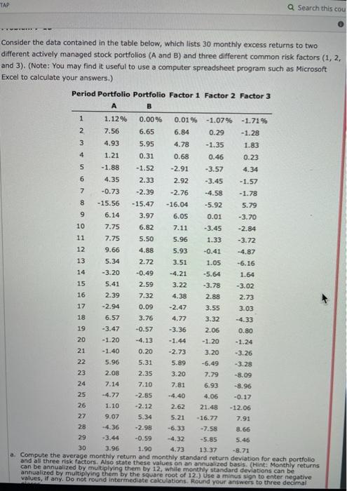  TAP Q Search this cou Consider the data contained in the