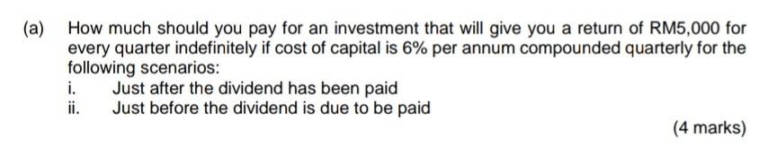  please help (a) How much should you pay for an investment