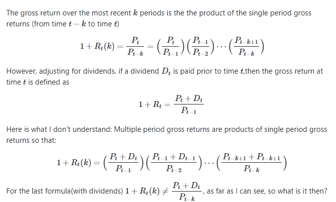  Please show how are they equal? The gross return over the