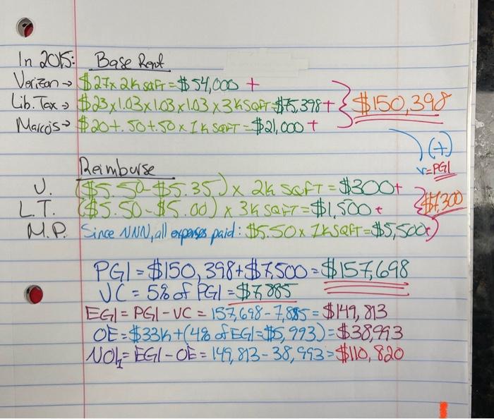  When calculating the NOI for each year, do we have to