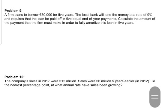 Problem 9: A firm plans to borrow 50,000 for five years.