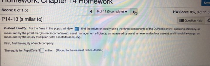 question P14-15 question p 14-16 Save TIITICWIN. Ulapter 14 Homework Score: 0