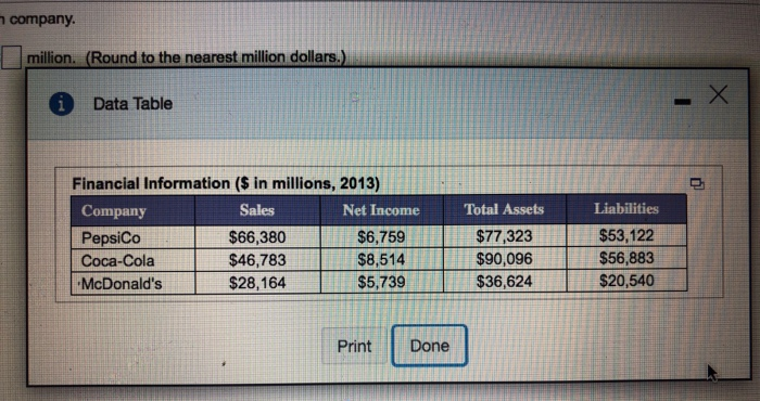 firms in the popup window, find the return on equity using the