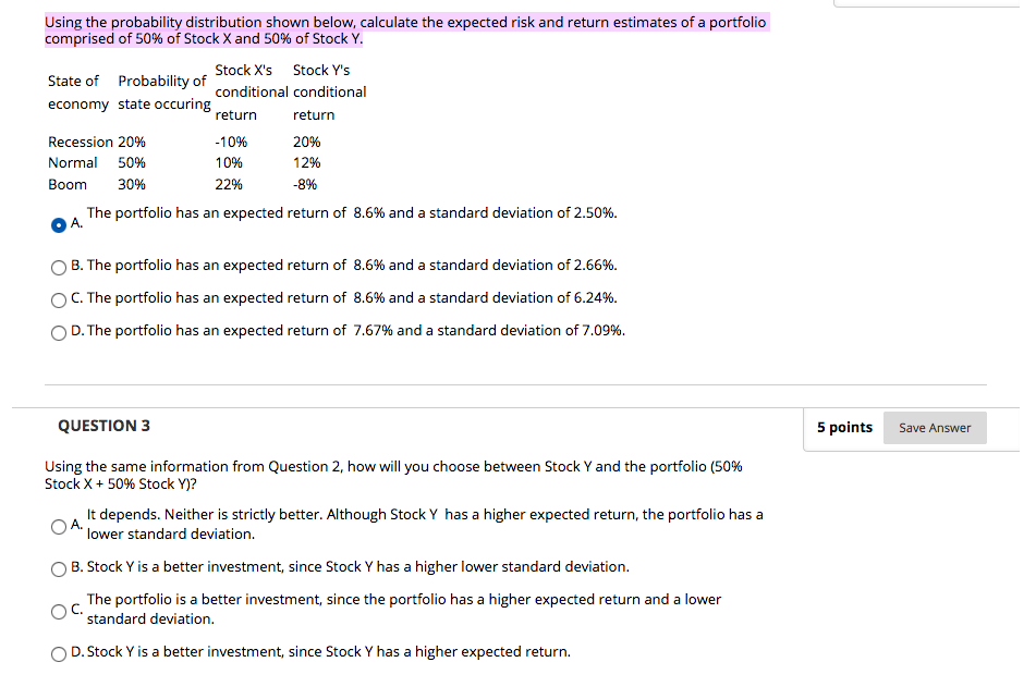  Using the probability distribution shown below, calculate the expected risk and