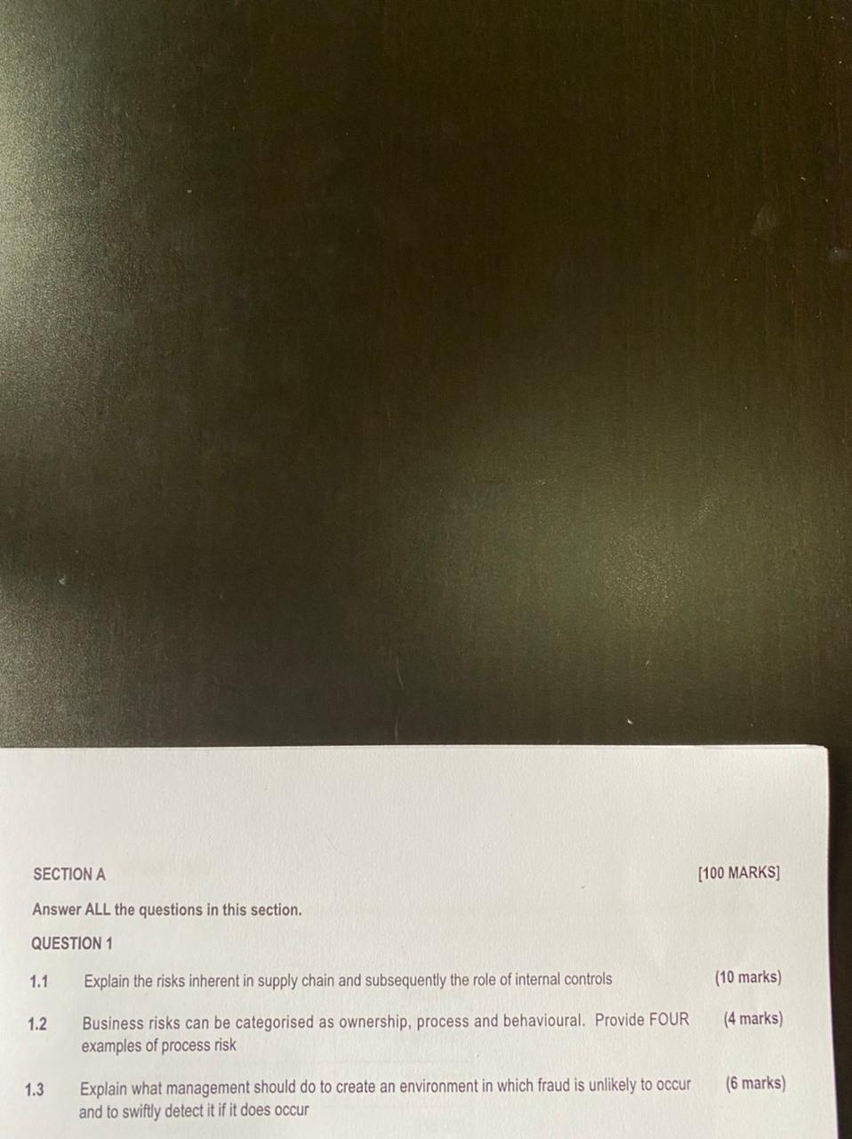  SECTION A [100 MARKS] Answer ALL the questions in this section.