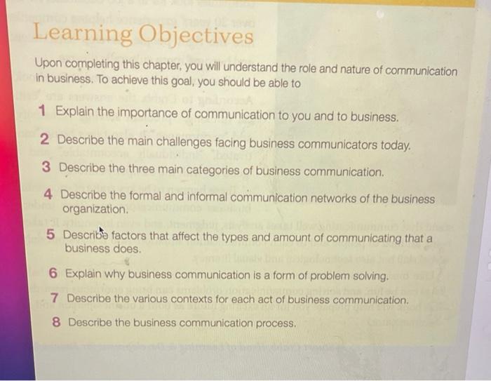 answer 1-8 please with your best knowledge answer #1 Learning Objectives Upon