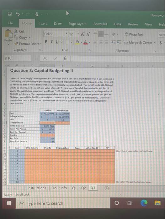 EXCEL HELP PLEASE!! The Orange slots I need answers for MUST include