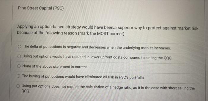  Pine Street Capital (PSC) Applying an option-based strategy would have been