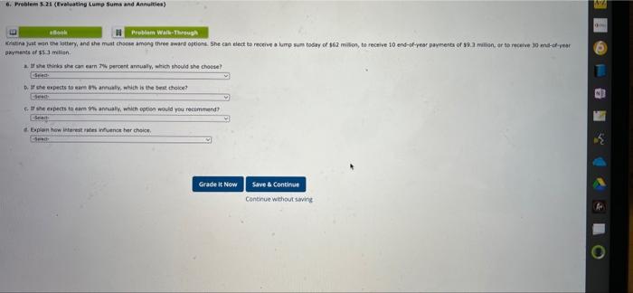  6. Problem 5.21 (Evaluating lump sums and Annulles) an Problem Wall-Through