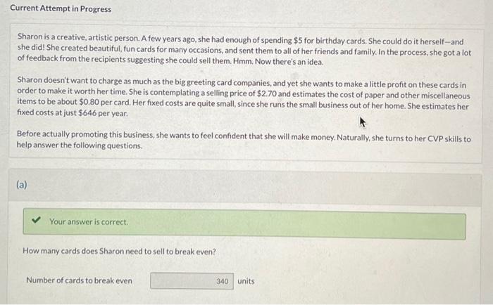  i need the answer for E please. Thanks. Sharon is a