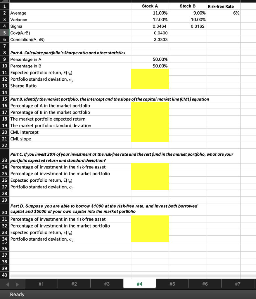  36 37 38 39 40 Stock A 1 2 Average 11.00%