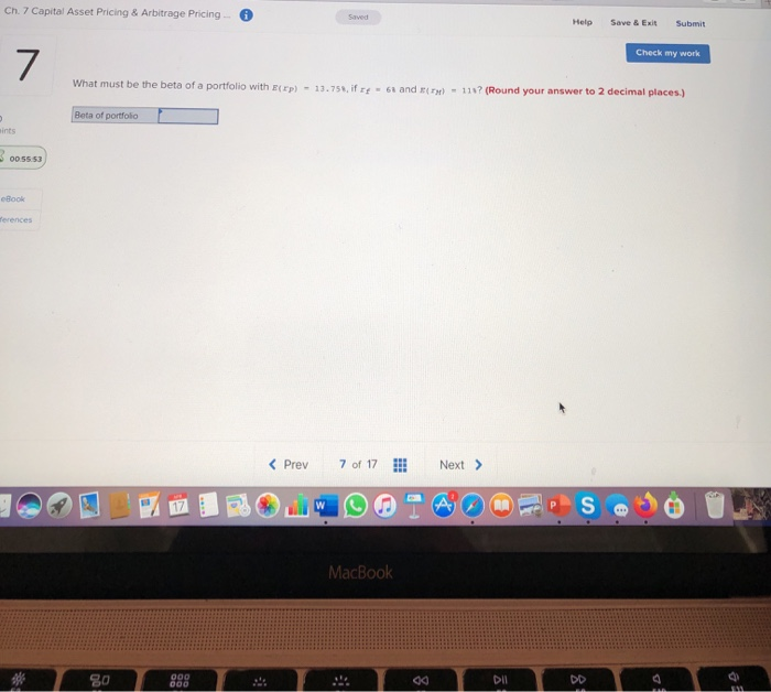  Ch. 7 Capital Asset Pricing & Arbitrage Pricing Help Save &