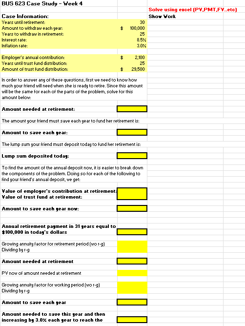 BUS 623 Case Study - Heek 4 Case Information: Years until