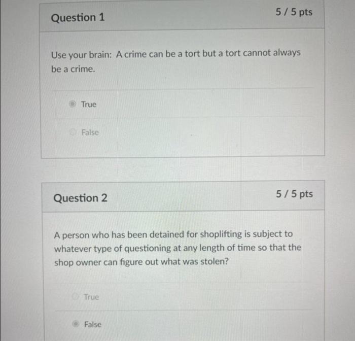 5/5 pts Question 1 a Use your brain: A crime can