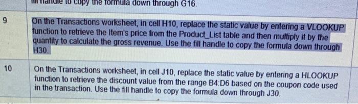  10 Copy the formula down through G 16. on 9 On